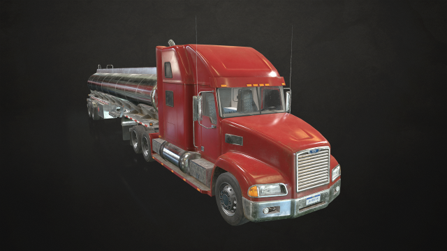semi truck tanker - low poly 3D Модель .c4d .max .obj .3ds .fbx .stl .blend 