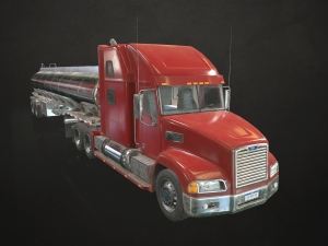 semi truck tanker - low poly 3D 모델