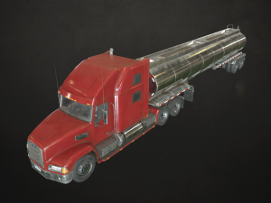 semi truck tanker - low poly 3D Модель