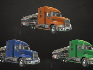 semi truck tanker - low poly 3D Модель