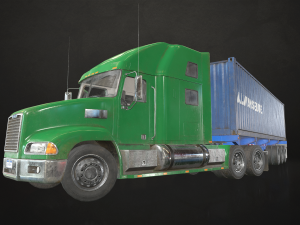 semi truck container trailer - low poly 3D Model