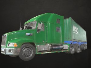 semi truck container trailer - low poly 3D Model