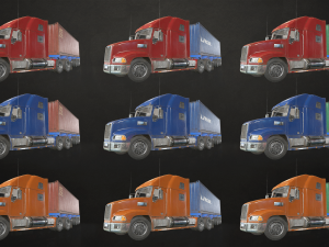 semi truck container trailer - low poly 3D Model