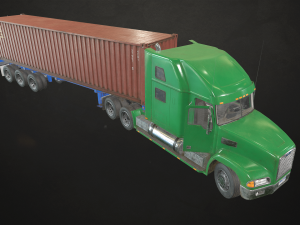 semi truck container trailer - low poly 3D Model