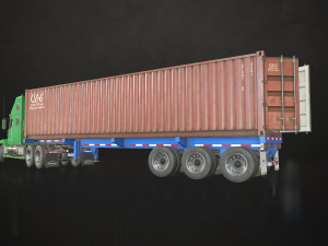 semi truck container trailer - low poly 3D Model