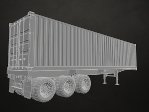 semi truck container trailer - low poly 3D Model