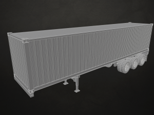 semi truck container trailer - low poly 3D Model