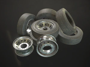колеса и шины грузовиков - низкополигональная 3D Модель