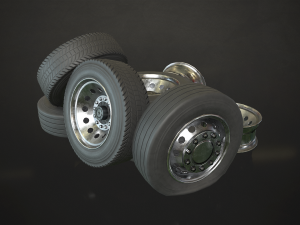 truck wheels rims and tires - low poly 3D 모델