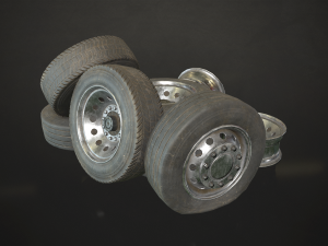 truck wheels rims and tires - low poly 3D 모델