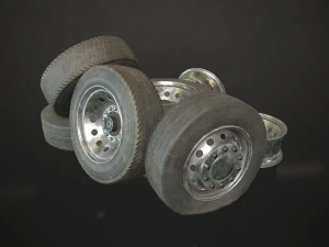truck wheels rims and tires - low poly 3D Model