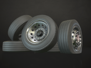 truck wheels rims and tires - low poly 3D 모델