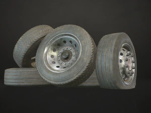 truck wheels rims and tires - low poly 3D Model