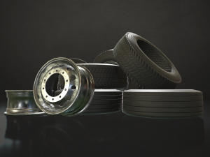 truck wheels rims and tires - low poly 3D 모델