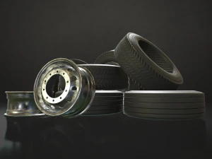truck wheels rims and tires - low poly 3D Model