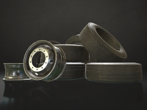 truck wheels rims and tires - low poly 3D 모델
