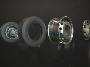 truck wheels rims and tires - low poly 3D 모델