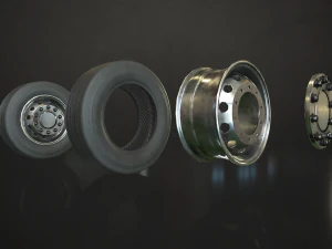 truck wheels rims and tires - low poly 3D Model