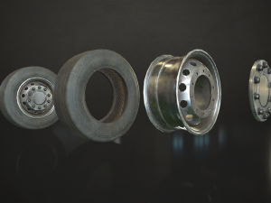 truck wheels rims and tires - low poly 3D 모델