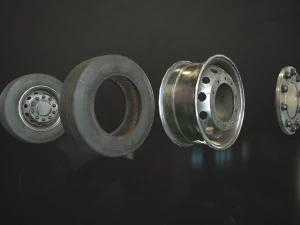 truck wheels rims and tires - low poly 3D Model