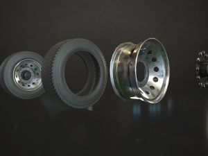 truck wheels rims and tires - low poly 3D 모델