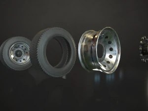 truck wheels rims and tires - low poly 3D Model