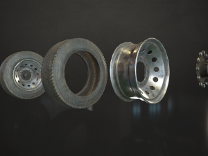 truck wheels rims and tires - low poly 3D 모델