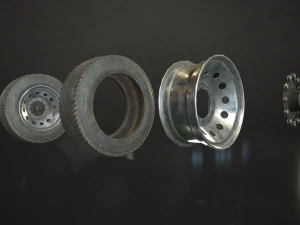 truck wheels rims and tires - low poly 3D Model