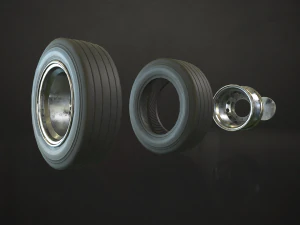 truck wheels rims and tires - low poly 3D Model