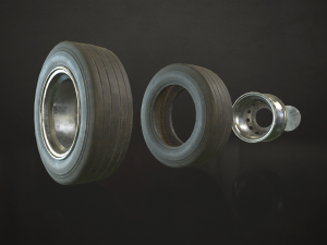 truck wheels rims and tires - low poly 3D 모델