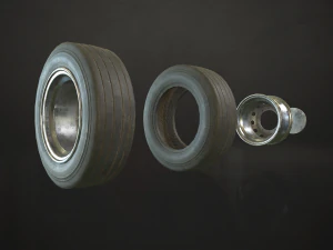 truck wheels rims and tires - low poly 3D Model