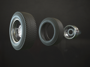 truck wheels rims and tires - low poly 3D 모델