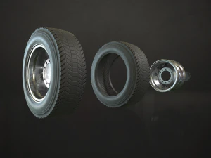 truck wheels rims and tires - low poly 3D Model