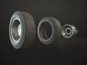 truck wheels rims and tires - low poly 3D 모델