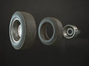 truck wheels rims and tires - low poly 3D Model