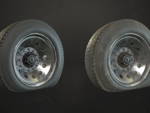 truck wheels rims and tires - low poly 3D 모델