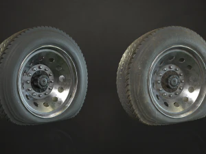 truck wheels rims and tires - low poly 3D Model