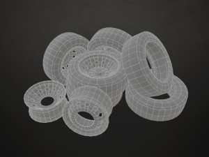 truck wheels rims and tires - low poly 3D 모델