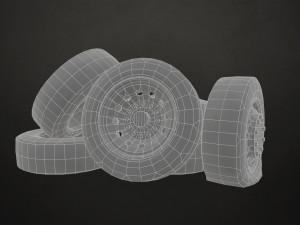 truck wheels rims and tires - low poly 3D 모델
