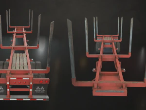 semi truck log trailer - low poly 3D Model