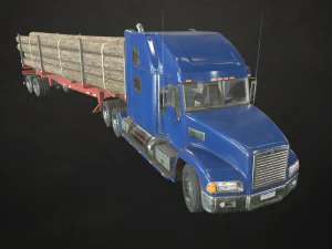 Sattelschlepper-Holzanh&auml;nger &ndash; Low-Poly 3D Modell