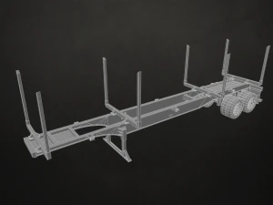 semi truck log trailer - low poly 3D Model