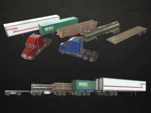 semi truck collection - low poly 3D Model