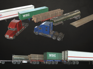 semi truck collection - low poly Modelo 3D