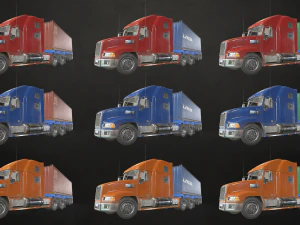 semi truck collection - low poly 3D Model
