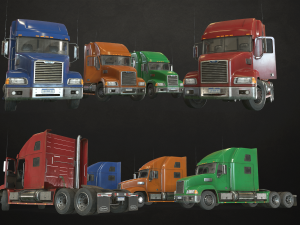semi truck collection - low poly Modelo 3D