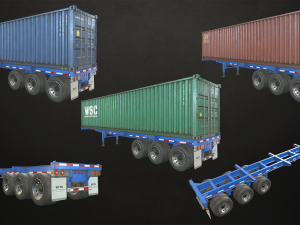 semi truck collection - low poly Modelo 3D