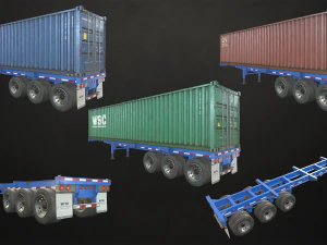 semi truck collection - low poly 3D Model