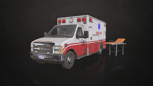 Ambulance Type 3 V1 - Low Poly 3D Model .c4d .max .obj .3ds .fbx .stl .blend 