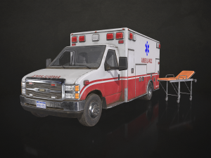 Ambulance Type 1 - Low Poly 3D Model